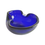 Kobalt Blauwe Vintage Murano Glas Asbak thumbnail 1