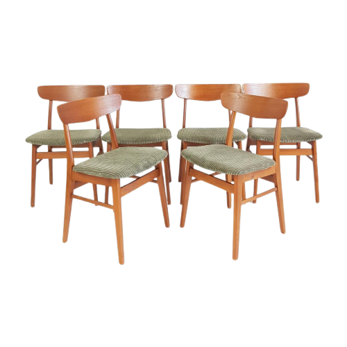 6 Vintage Deense Farstrup Stoelen Nieuw Gestoffeerd