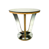 Art Deco Koffietafel , Bijzettafel, Met Spiegelglas En Notenfineer, Jaren 30