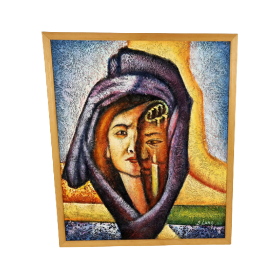 B. (benjamin) Lang - Zonder Titel - Abstract - Acryl - Kokosvezel - 70's 1