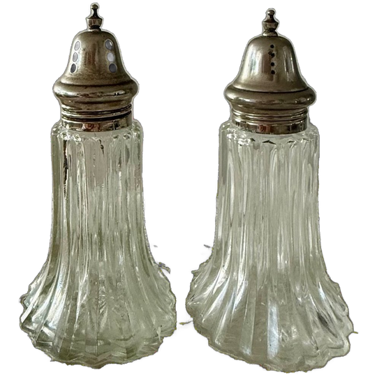 Vintage Peper En Zoutstel Glas En Metaal 1