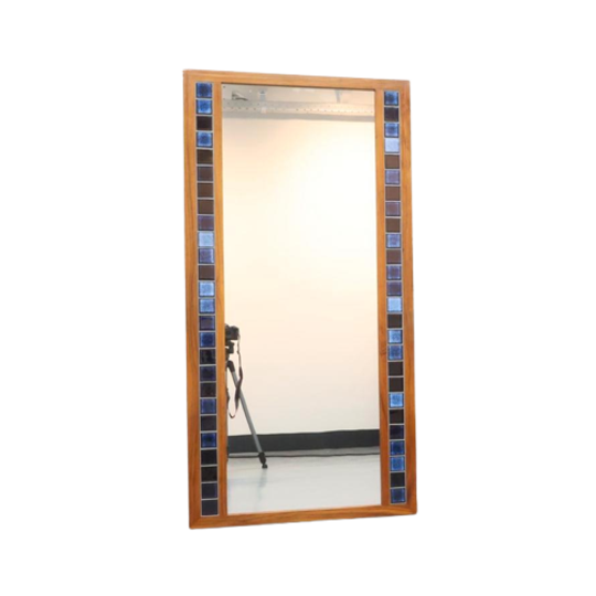 Deense Vintage Spiegel Teak Mosaic 1