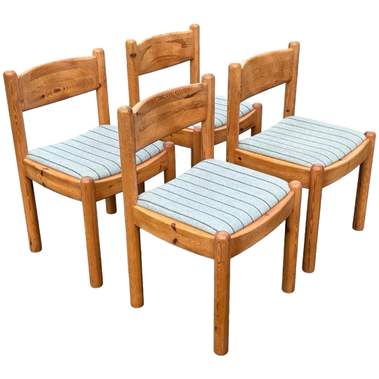 Vintage Set Van Vier Pinewood Eetkamerstoelen Denemarken 1