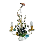 Vintage Luster / Hanglamp / Chandelier Met Bloemen thumbnail 1