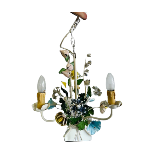 Vintage Luster / Hanglamp / Chandelier Met Bloemen