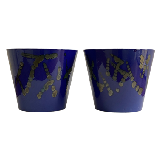 Set Van 2 Blauwe W. Germany Bloempotten 1