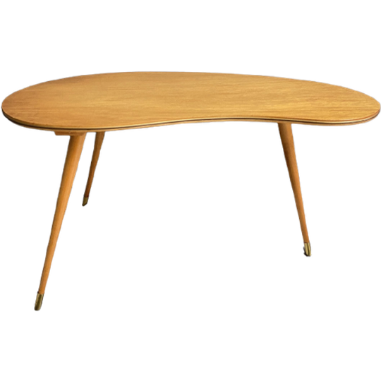 Wood Kidney Shape Table 1960s 1