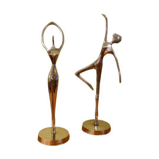 2x Chrome-kleurige Ballerina Ballet Danseres Dame 1