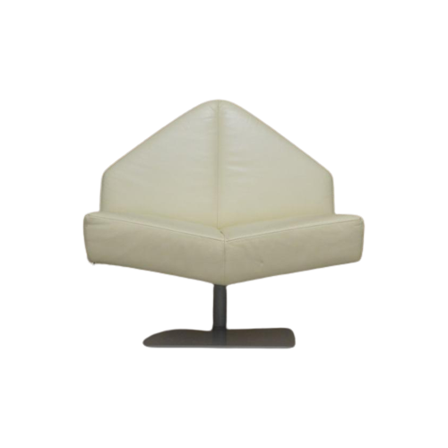 Zganieuw! Witte Leren Leolux Wibber Design Draaifauteuil