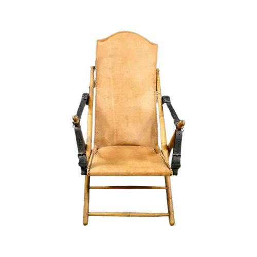 Antique Safari Campaign Lounge Folding Chair, Spain 19Th Century