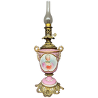 Grote Antieke Olielamp Van Roze Sevres Porselein. thumbnail 1