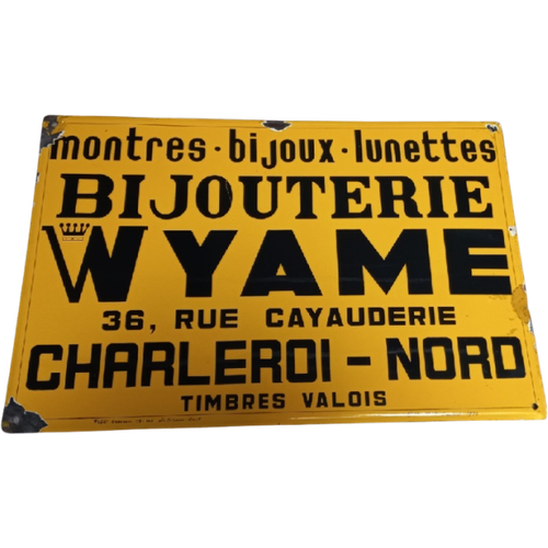 Emaille "Bijouterie Wyame" Charleroi.