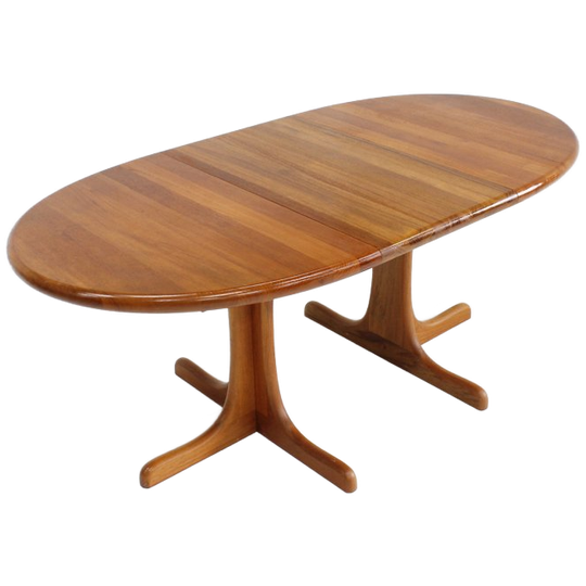 Vintage Deense Ovalen Uitschuifbare Eettafel Tafel Massief Teak 1