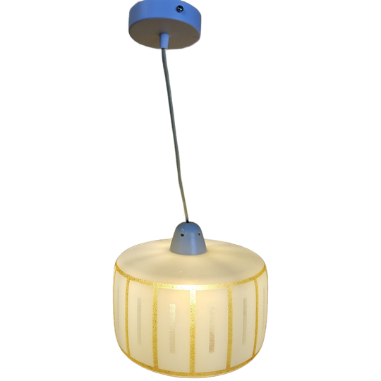 Vintage Glazen Hanglamp Met Gouden Accent Space Age Plafondlamp (met Textuur/structuur) 1