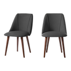 Made.com Restbestand 2x Lule Eetkamerstoel Walnoothout Fluweel Grijs thumbnail 1