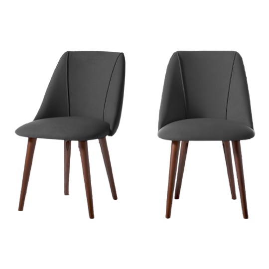 Made.com Restbestand 2x Lule Eetkamerstoel Walnoothout Fluweel Grijs 1