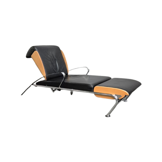 Zwart Lederen Lounge Stoel Futuro 3 Door Massimo Ghini Voor Moroso - Italië Jaren 80 1
