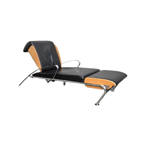 Zwart Lederen Lounge Stoel Futuro 3 Door Massimo Ghini Voor Moroso - Italië Jaren 80