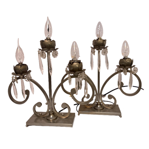 Set Oude Lampen, Art Deco, Nikkel - Reliving