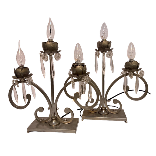 Set Oude Lampen, Art Deco, Nikkel - Reliving 1