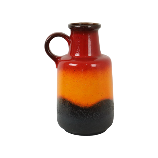 Fat Lava West Germany Vaas Aardewerk Scheurich Oranje Rood Zwart 408-40 1