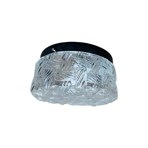 Glazen Reliëf Plafondlamp , Jaren 70