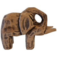 Vintage Olifant Beeld Houten Olifant Beeldje Houtsnijwerk