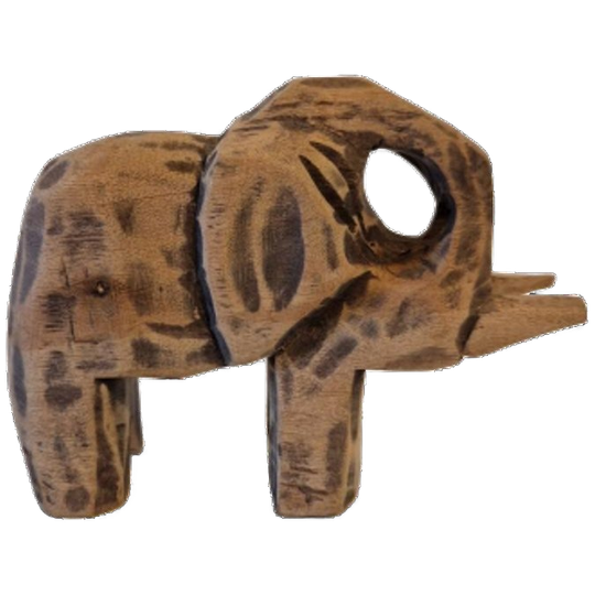 Vintage Olifant Beeld Houten Olifant Beeldje Houtsnijwerk 1