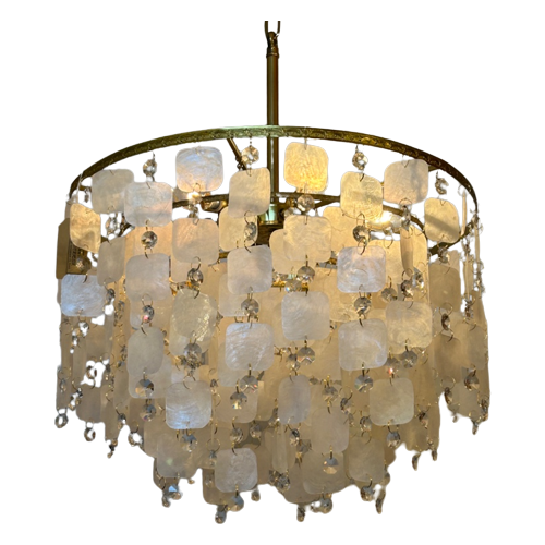 Vintage Design Kroonluchter Opaline Schelpen Capiz Hanglampen Lamp