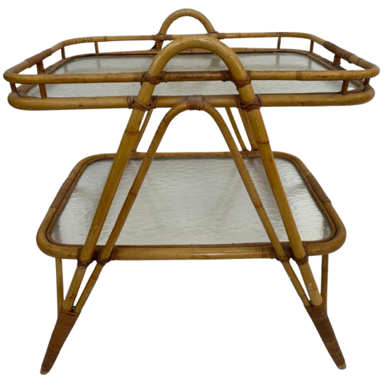 Vintage Rotan Tafel Bijzettafel Rohe Noordwolde Jaren 60 1