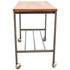 Vintage Sidetable Bijzettafel Op Wieltjes thumbnail 1
