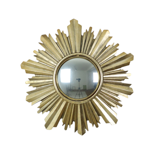 Gouden Zonnespiegel Sunburst Butler Convex Spiegel 37cm 1