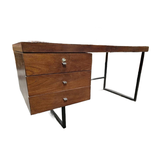 Vintage Houten Bureau 'pierre Guariche Voor Meurop' 1