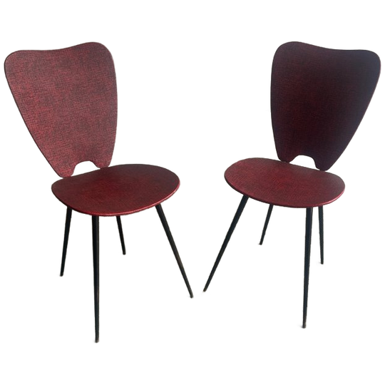 Pair Of Mid-century Red Dining Chairs 1