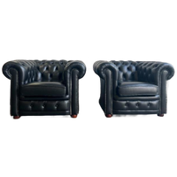 Set Van 2 Stoere Chesterfield Eenzitten / Clubzetels