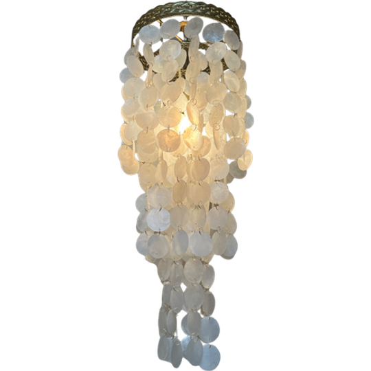 Vintage 60’s Capiz Schelpen Hanglamp Parelmoer Schelpen Opaline Schelp Lamp 1