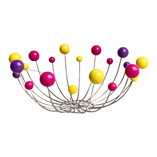 Sputnik Fruitschaal - Draadmetaal Met Gekleurde Bollen 1