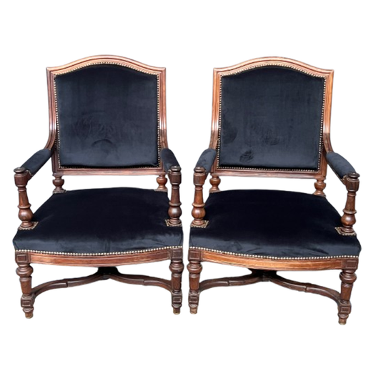 Paar Antieke Fauteuils In Lodewijk Xvi-stijl. Massief Palissanderhout. Nieuwe Bekleding. 1