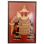 Olifant Sri Lanka Geborduurde Doek Vintage Schilderij Xl thumbnail 1