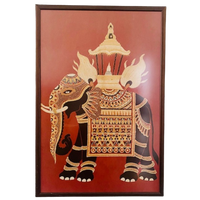 Olifant Sri Lanka Geborduurde Doek Vintage Schilderij Xl