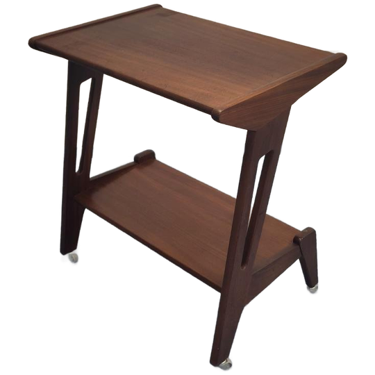 Vintage Bijzettafeltje Teak Houten Trolley Tafeltje Hout 1