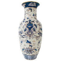 Chinese Handgeschilderde Vaas Blauw Wit Goud