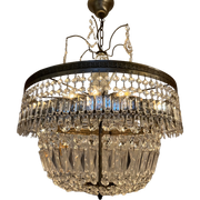 Italiaanse Design Kroonluchter Hanglamp Vintage Kristal Pegels