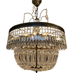 Italiaanse Design Kroonluchter Hanglamp Vintage Kristal Pegels