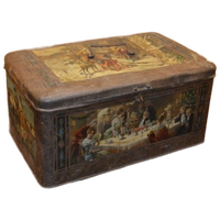 Antieke Lithografische Trommel Met Winterse Taferelen – Wed. J. Bekkers Dordrecht – Lunchtrommel