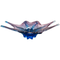 Origineel Vintage Murano Glas Schaal, Blauw, Uniek Handwerk