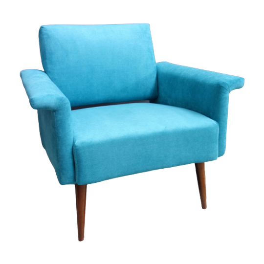 Blue Velvet Armchair 1960s 1