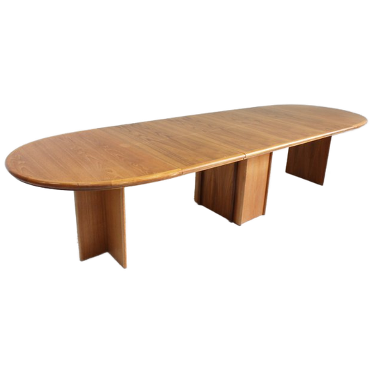 Vintage Danish Large Oval Extendable Dining Table Xl 1960s 1