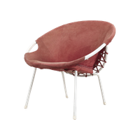 Hoepel Fauteuil Koraalrood Suède 64722