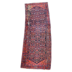 Oude Oosterse Loper Met De Hand Gemaakt Met Voornamelijk Donkerblauw & Rood Tinten 315x105cm thumbnail 1
